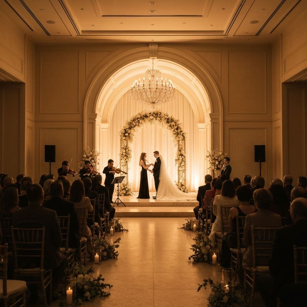 Pareja en ceremonia con música sutil