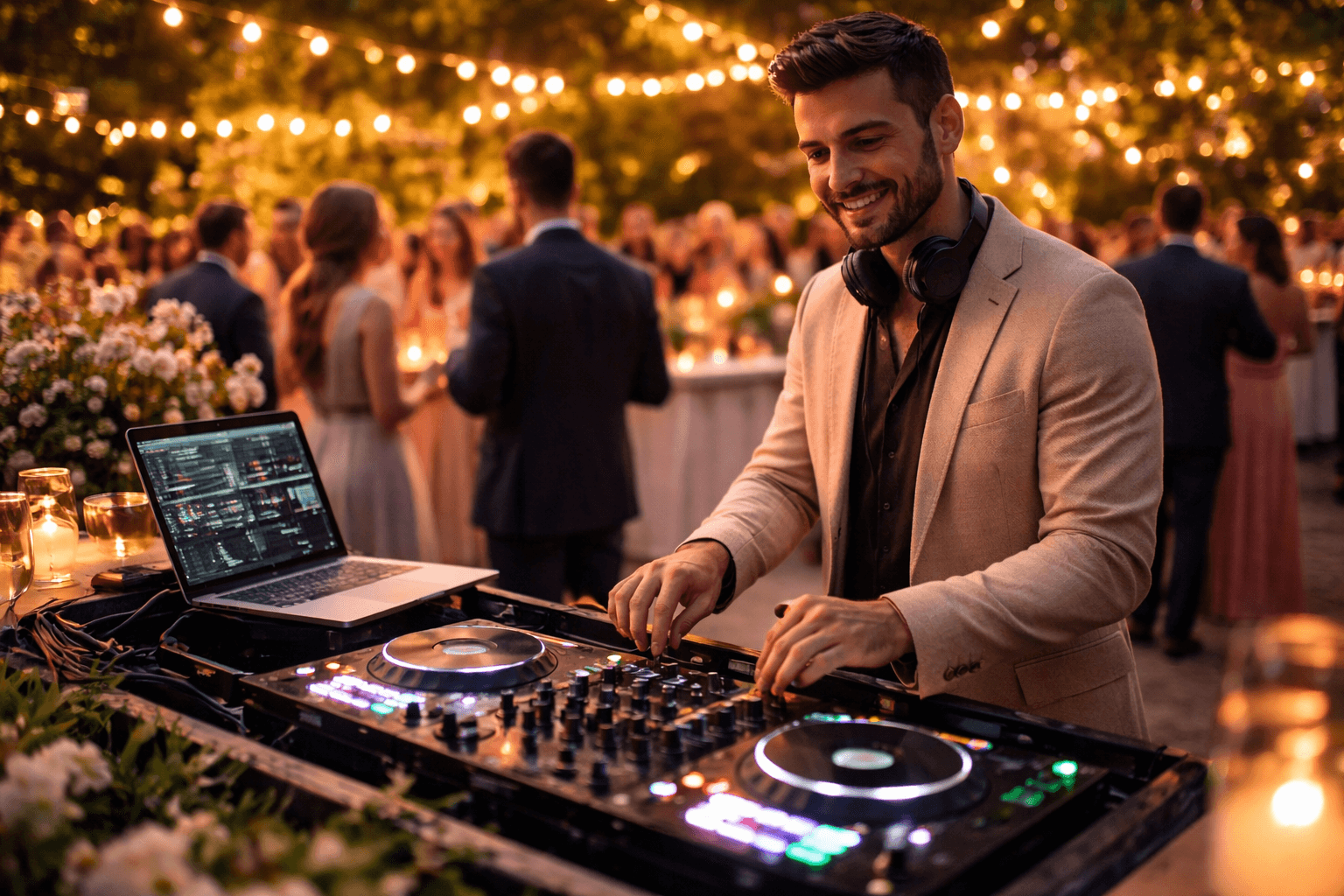 Dj en coctel con sonido ambiental